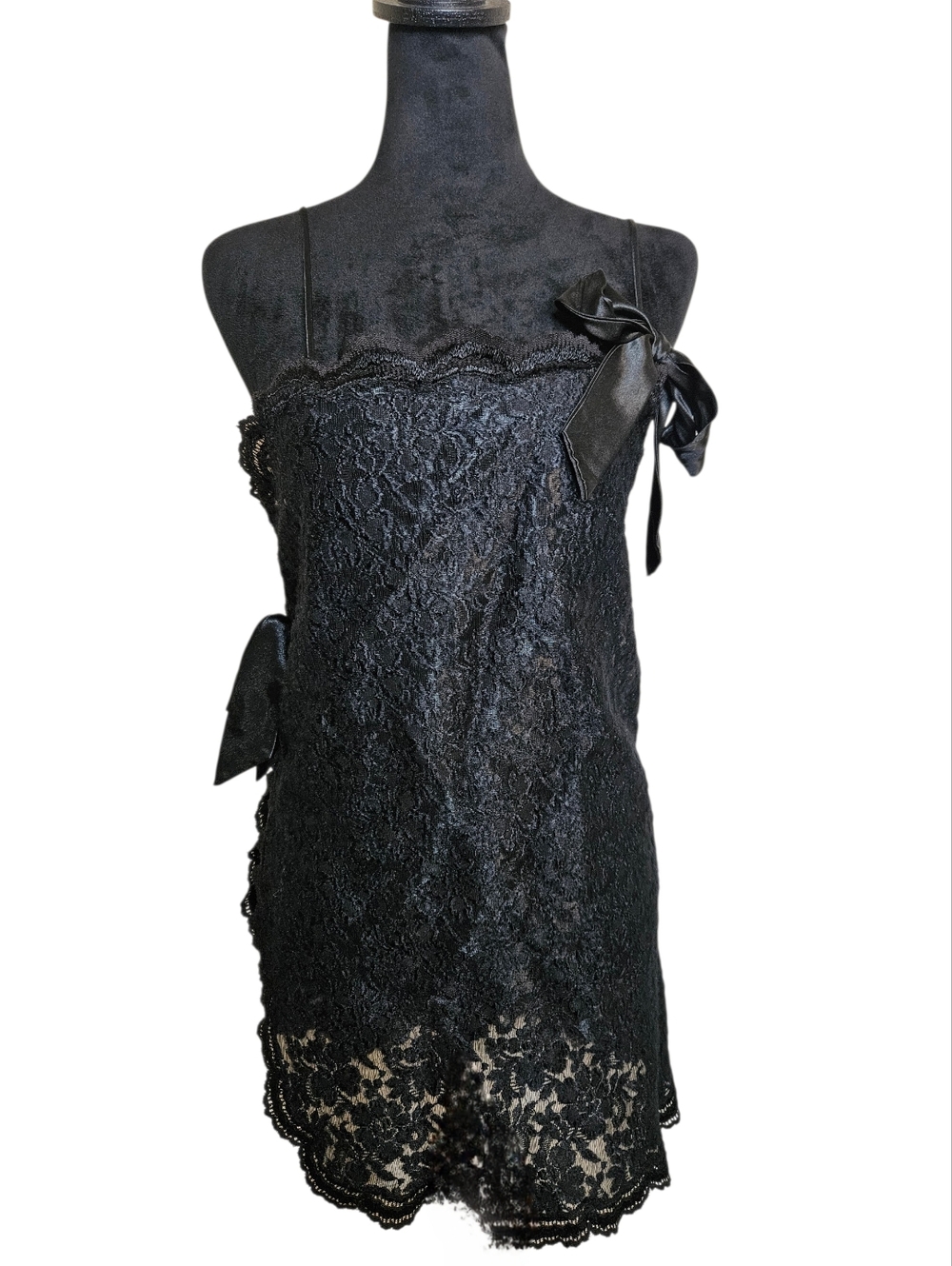 Vintage Victoria's Secret Gold Label Black Lace Coquette Mini Nightgown Size S